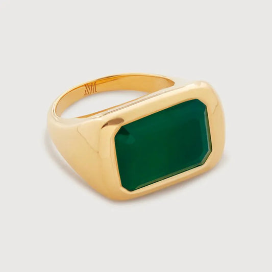 Gold Vermeil Power Cocktail Ring - Green Onyx