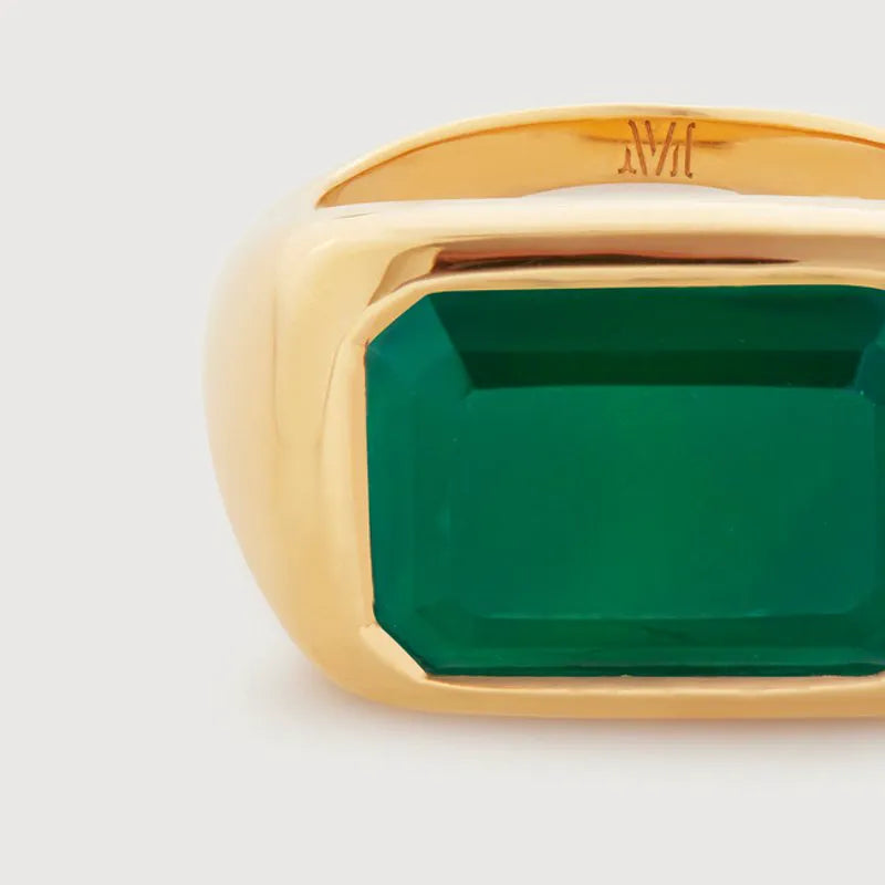 Gold Vermeil Power Cocktail Ring - Green Onyx