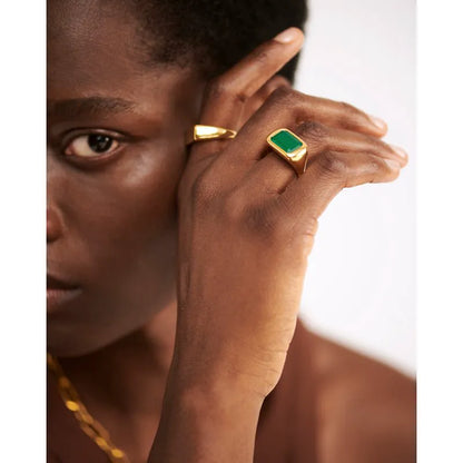 Gold Vermeil Power Cocktail Ring - Green Onyx