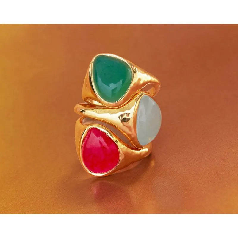 Gold Vermeil Rio Gemstone Ring - Green Onyx