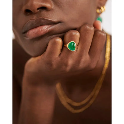 Gold Vermeil Rio Gemstone Ring - Green Onyx