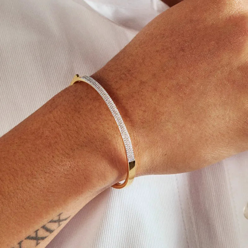 Gold Vermeil Essential Pavé Diamond Bangle - Diamond
