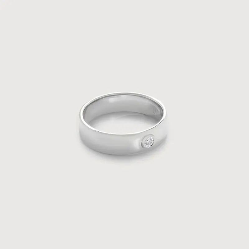 Sterling Silver Diamond Essential Band Ring - Diamond
