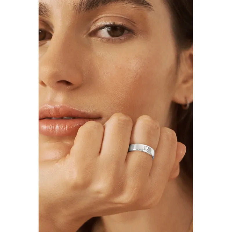 Sterling Silver Diamond Essential Band Ring - Diamond
