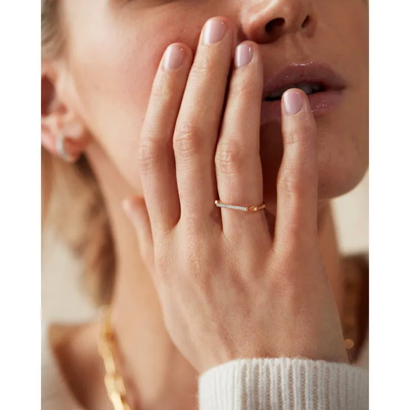 Gold Vermeil Signature Diamond Slim Ring - Diamond