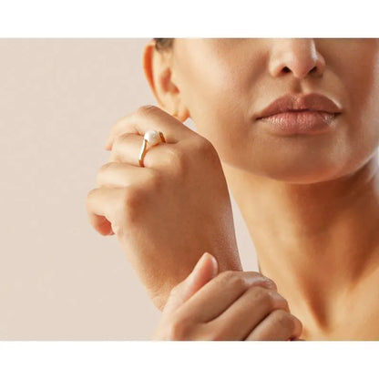 Gold Vermeil Nura Round Pearl Ring - Pearl