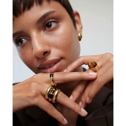 Gold Vermeil Kate Young Gemstone Ring - Tigers Eye