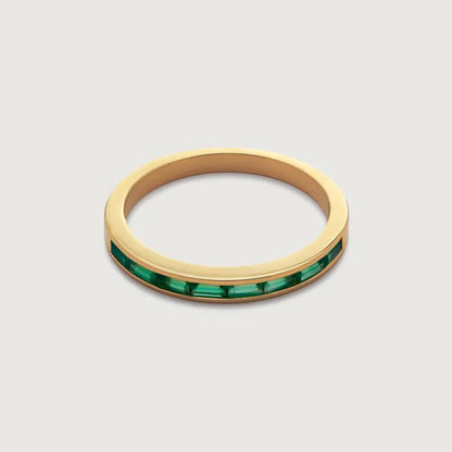 Gold Vermeil Mini Baguette Gemstone Half Eternity Ring - Green Onyx