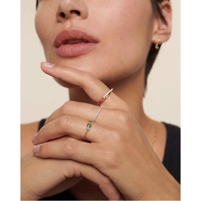 Gold MV Siren™ Diamond & Emerald Bezel Ring - Emerald