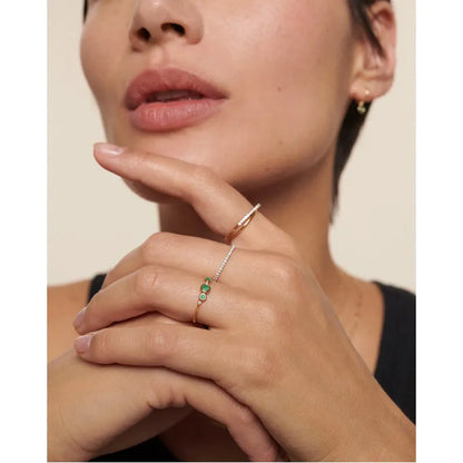 Gold MV Siren™ Diamond & Emerald Bezel Ring - Emerald