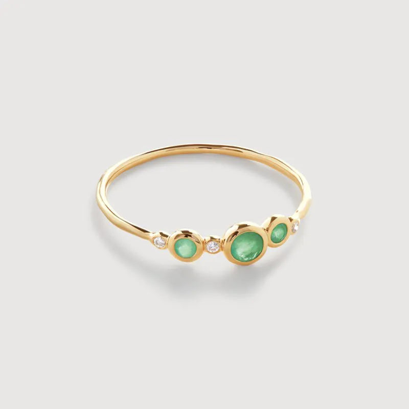 Gold MV Siren™ Diamond & Emerald Bezel Ring - Emerald