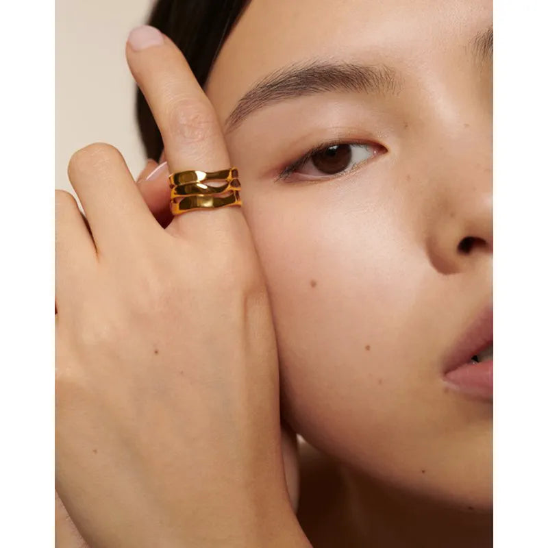 Gold Vermeil Wave Triple Ring