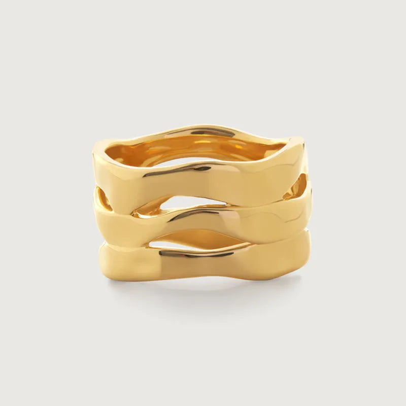 Gold Vermeil Wave Triple Ring