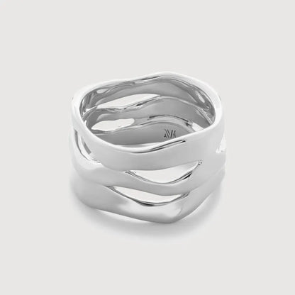 Sterling Silver Wave Triple Ring