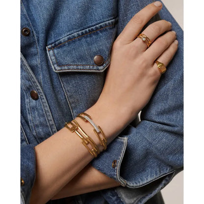 Gold Vermeil Signature Link Pavé Diamond Bangle - Lab Grown Diamond