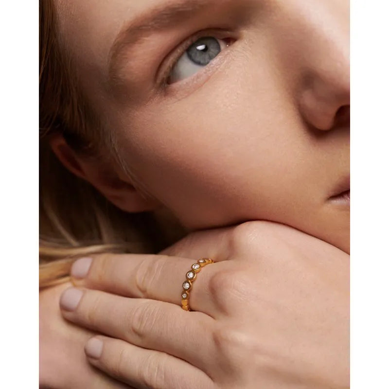 Gold Vermeil Graduated Diamond Half Eternity Ring - Lab Grown Diamond