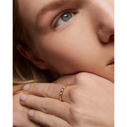Gold Vermeil Graduated Diamond Half Eternity Ring - Lab Grown Diamond