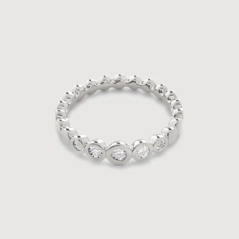 Sterling Silver Graduated Diamond Half Eternity Ring - Lab Grown Diamond