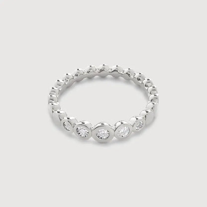 Sterling Silver Graduated Diamond Half Eternity Ring - Lab Grown Diamond