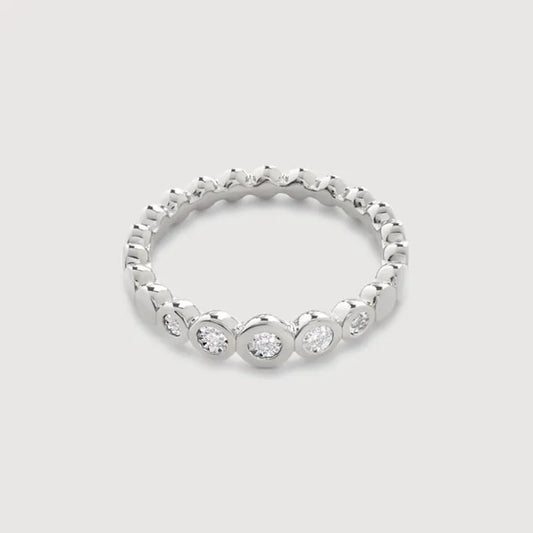Sterling Silver Graduated Diamond Half Eternity Ring - Lab Grown Diamond