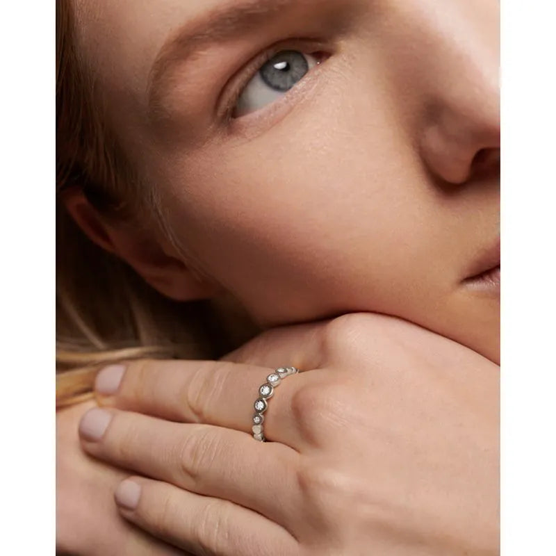 Sterling Silver Graduated Diamond Half Eternity Ring - Lab Grown Diamond