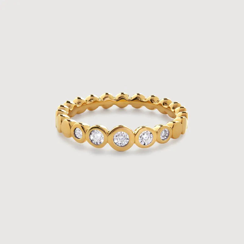 Gold Vermeil Graduated Diamond Half Eternity Ring - Lab Grown Diamond