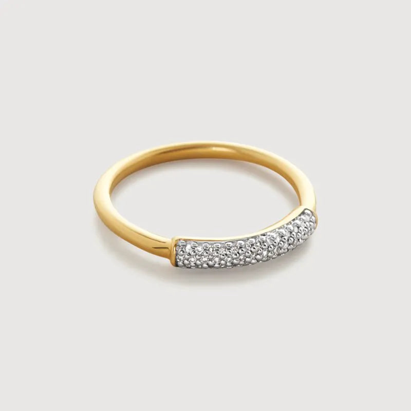 Gold Vermeil Fiji Bar Diamond Stacking Ring - Diamond