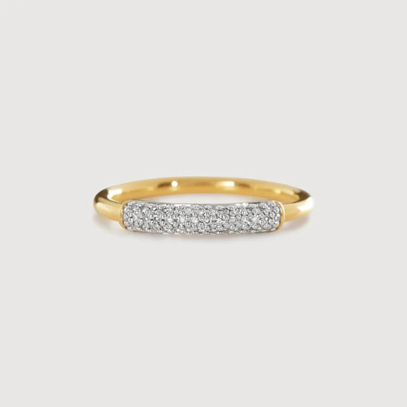Gold Vermeil Fiji Bar Diamond Stacking Ring - Diamond