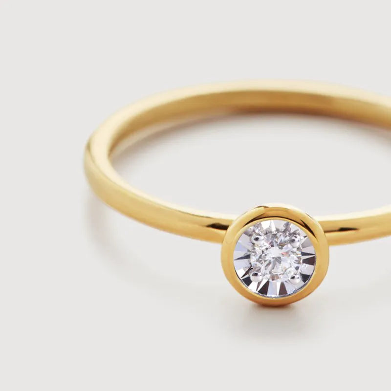 Gold Vermeil Solitaire Diamond Ring - Lab Grown Diamond