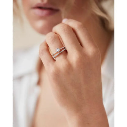 Sterling Silver Solitaire Diamond Ring - Lab Grown Diamond
