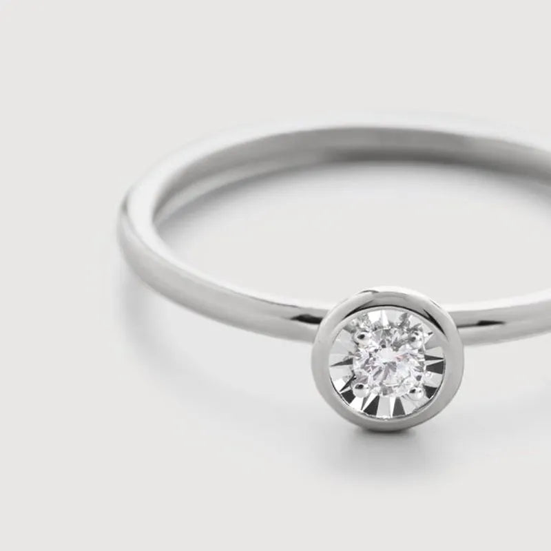 Sterling Silver Solitaire Diamond Ring - Lab Grown Diamond