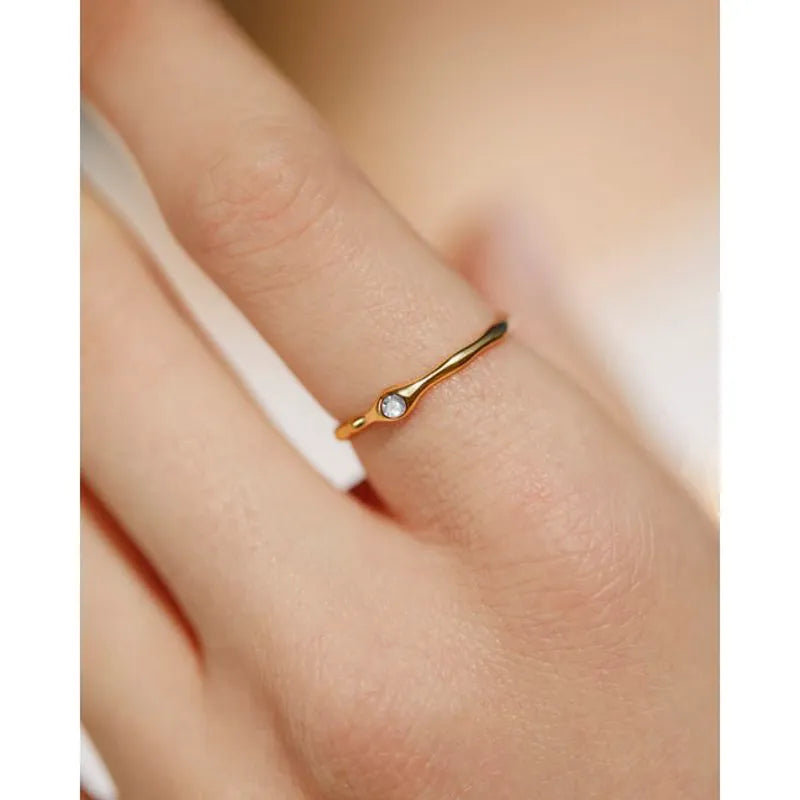 Gold Vermeil Diamond Stacking Ring - Lab Grown Diamond
