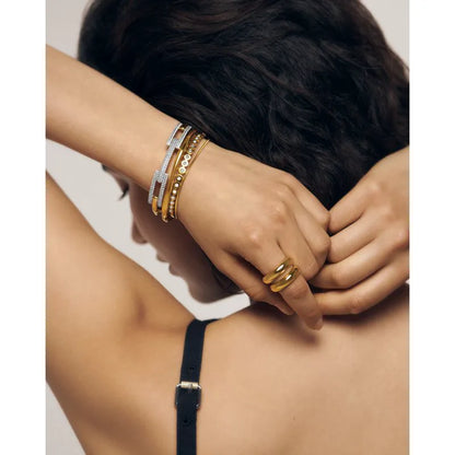 Gold Vermeil Signature Link Full Pavé Diamond Bangle - Lab Grown Diamond