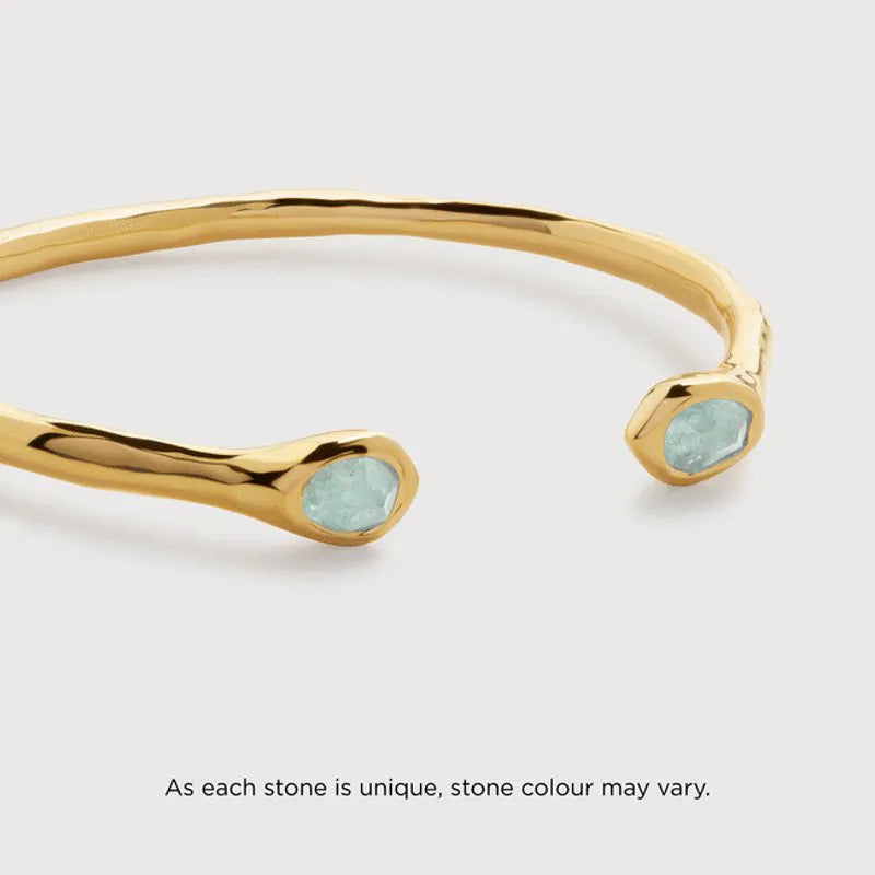 Gold Vermeil Odyssey Gemstone Open Cuff - Aquamarine