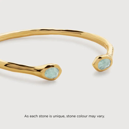 Gold Vermeil Odyssey Gemstone Open Cuff - Aquamarine