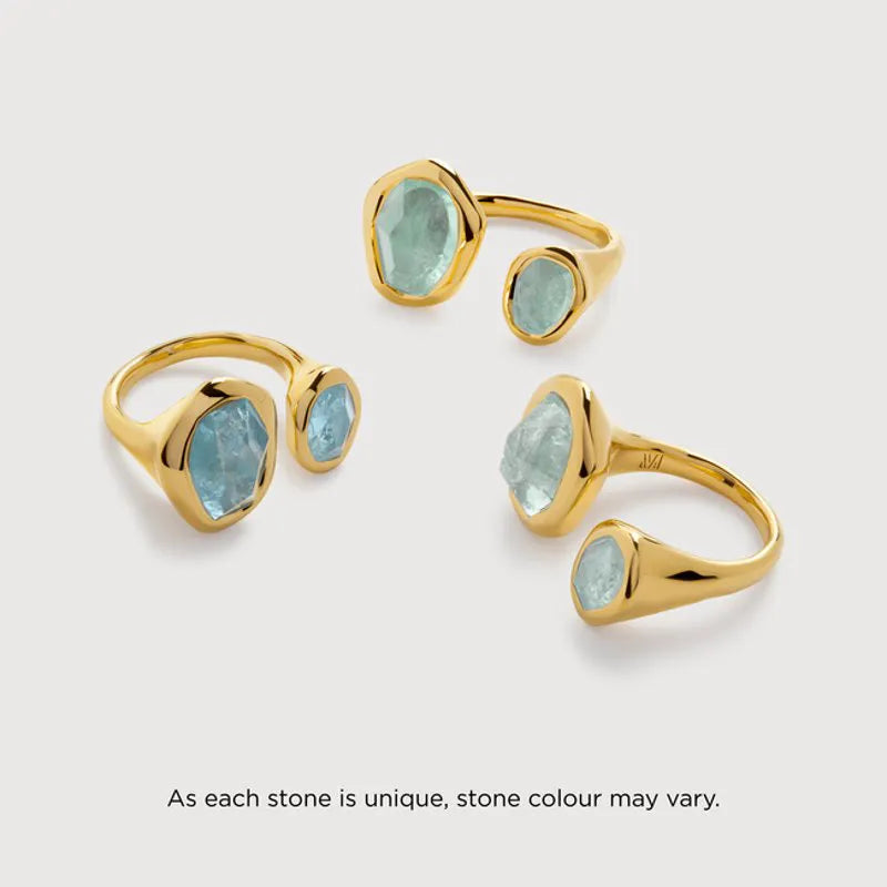 Gold Vermeil Odyssey Gemstone Open Ring - Aquamarine