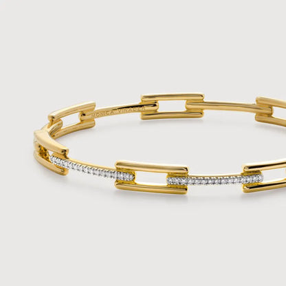 Gold Vermeil Signature Link Diamond Slim Bangle - Lab Grown Diamond