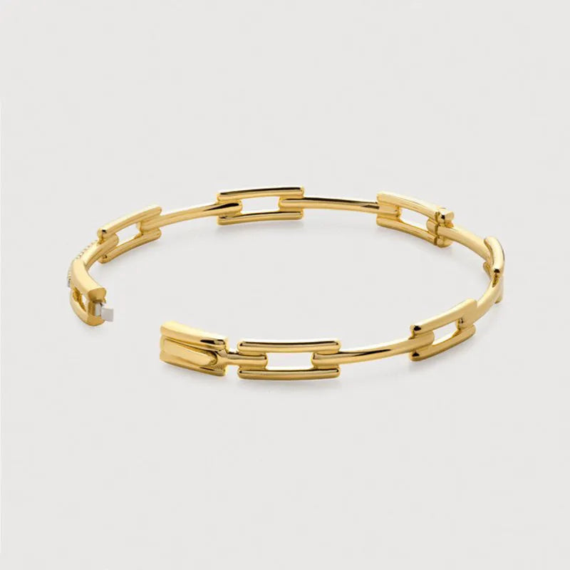 Gold Vermeil Signature Link Diamond Slim Bangle - Lab Grown Diamond