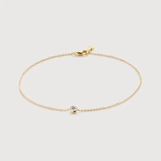Gold Diamond Solitaire Bracelet 3mm - Lab Grown Diamond