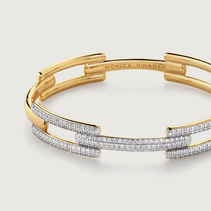 Gold Vermeil Signature Link Full Pavé Diamond Bangle - Lab Grown Diamond