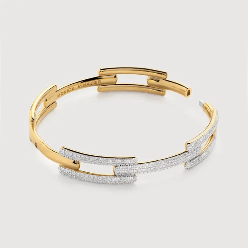 Gold Vermeil Signature Link Full Pavé Diamond Bangle - Lab Grown Diamond