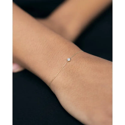 Gold Diamond Solitaire Bracelet 3mm - Lab Grown Diamond