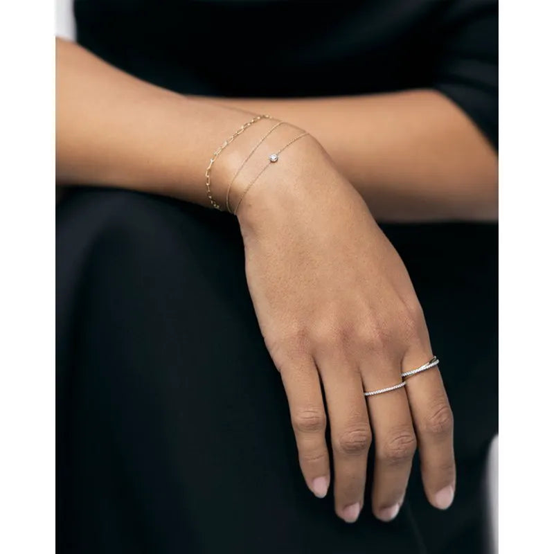 Gold Diamond Solitaire Bracelet 3mm - Lab Grown Diamond