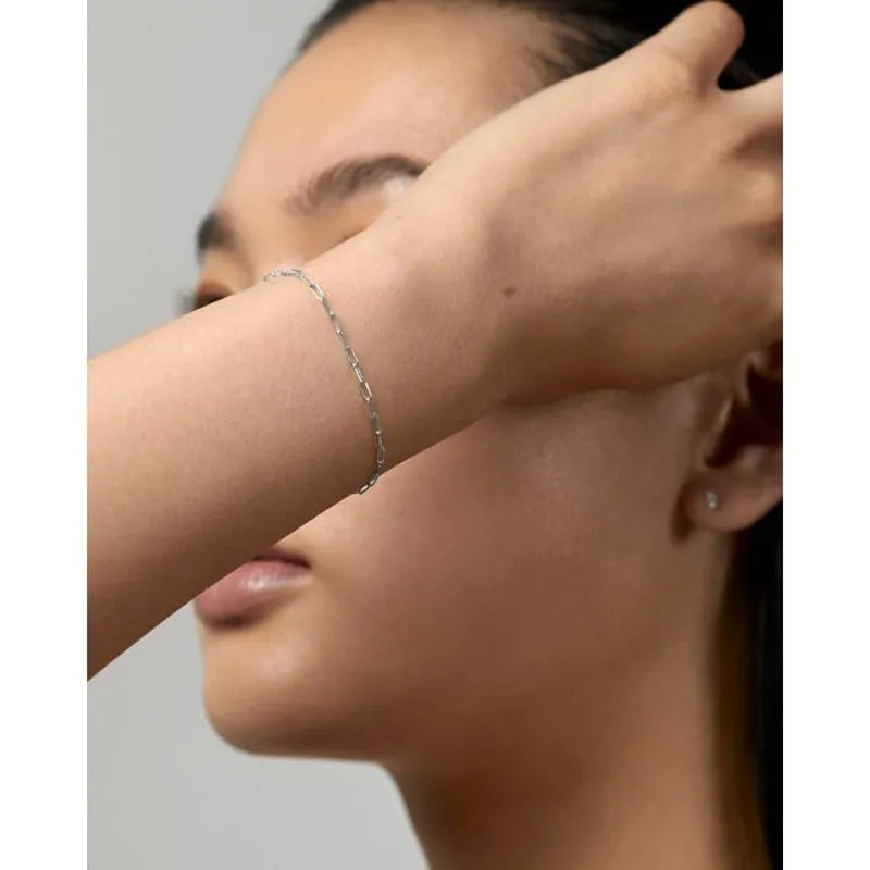 White Gold Mini Paperclip Chain Bracelet