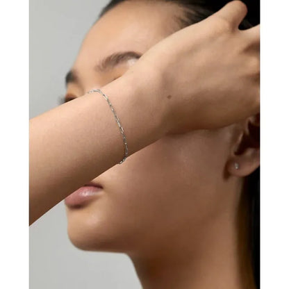 White Gold Mini Paperclip Chain Bracelet