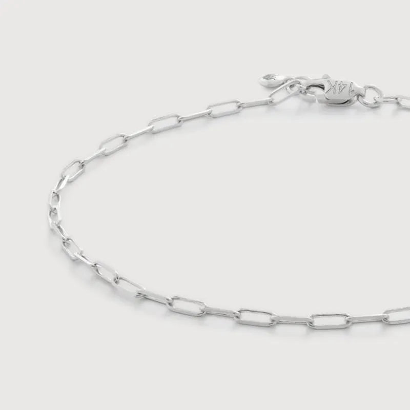 White Gold Mini Paperclip Chain Bracelet