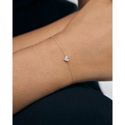 Gold Mini Heart Diamond Chain Bracelet - Lab Grown Diamond