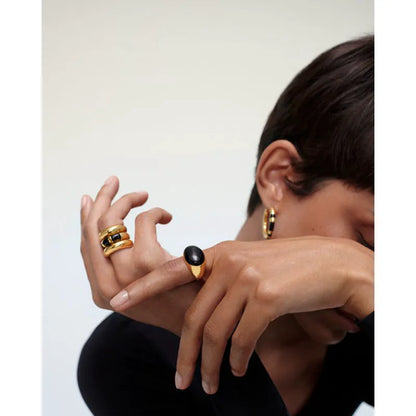 Gold Vermeil Kate Young Gemstone Ring - Black Onyx