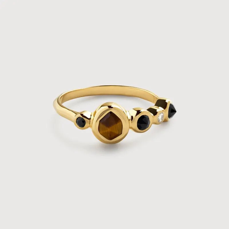 Gold Vermeil MV Siren™ Bezel Multi Gemstone Ring - Tigers Eye