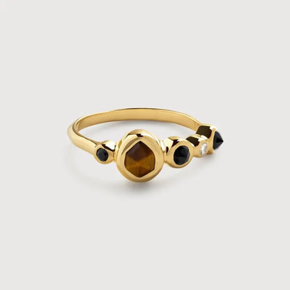 Gold Vermeil MV Siren™ Bezel Multi Gemstone Ring - Tigers Eye